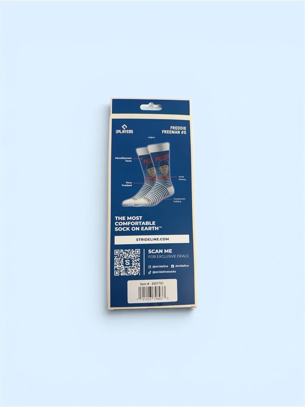 Strideline Freddie Freeman‎ MLBPA Premium Knit Crew Socks Blue White Red New